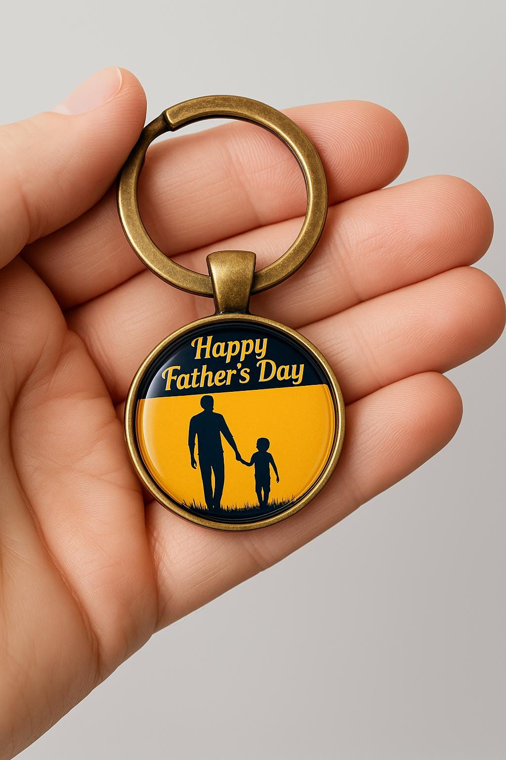 Customisable Photo Keyring Gift | Gold Silver or Brass Cabochon Keyring with Picture | Personalised Keepsake for Him Her Dad Mum Memory Gift