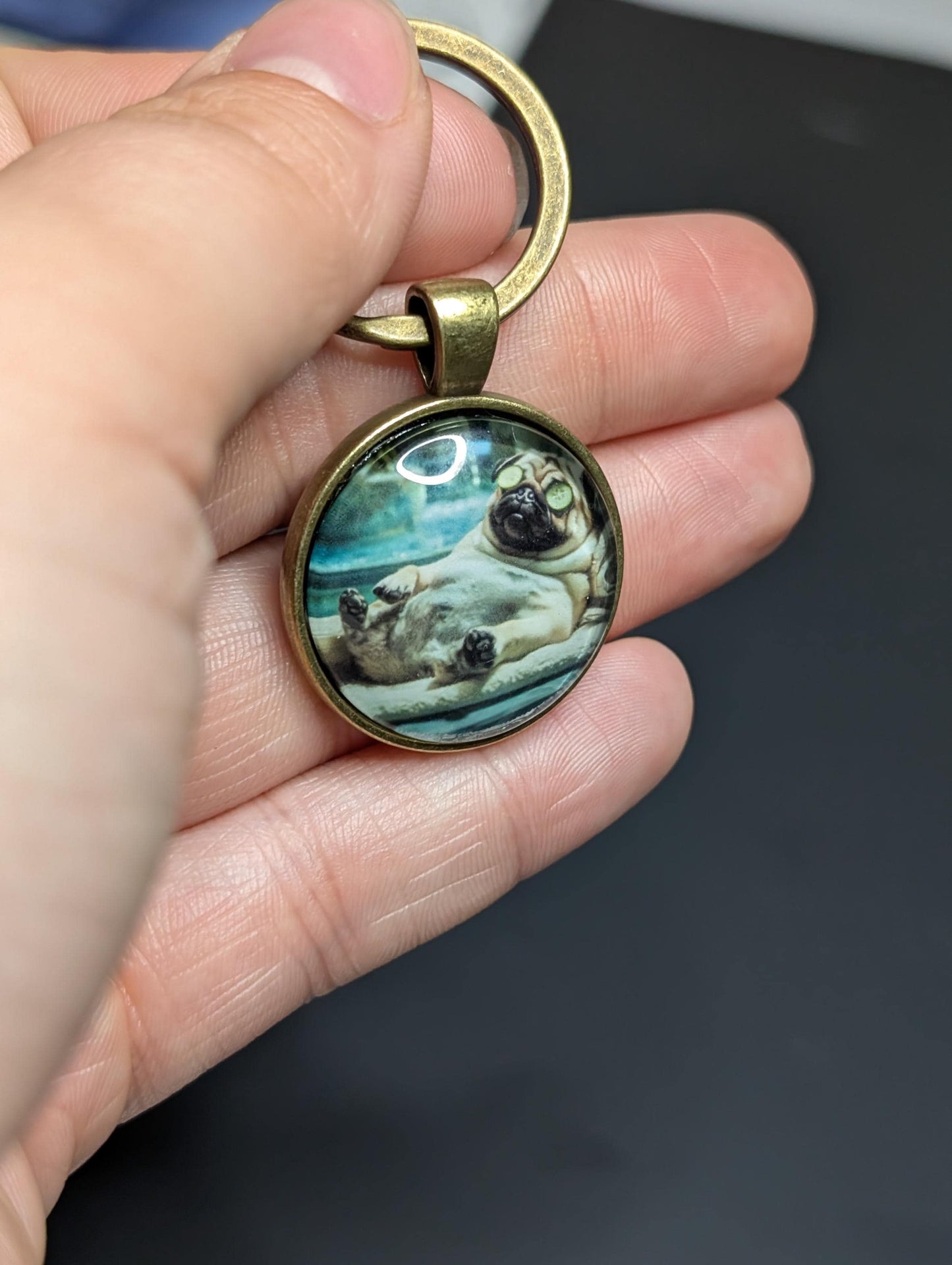Customisable Photo Keyring Gift | Gold Silver or Brass Cabochon Keyring with Picture | Personalised Keepsake for Him Her Dad Mum Memory Gift