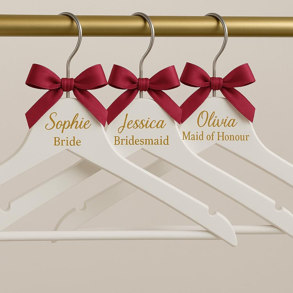 Bespoke Wedding Hanger - Custom Bridal Hanger with Name, Date & Personalised Ribbon