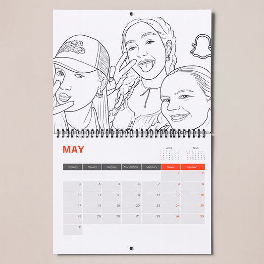 Custom Photo Colouring Wall Calendar – Personalised 2026 Planner