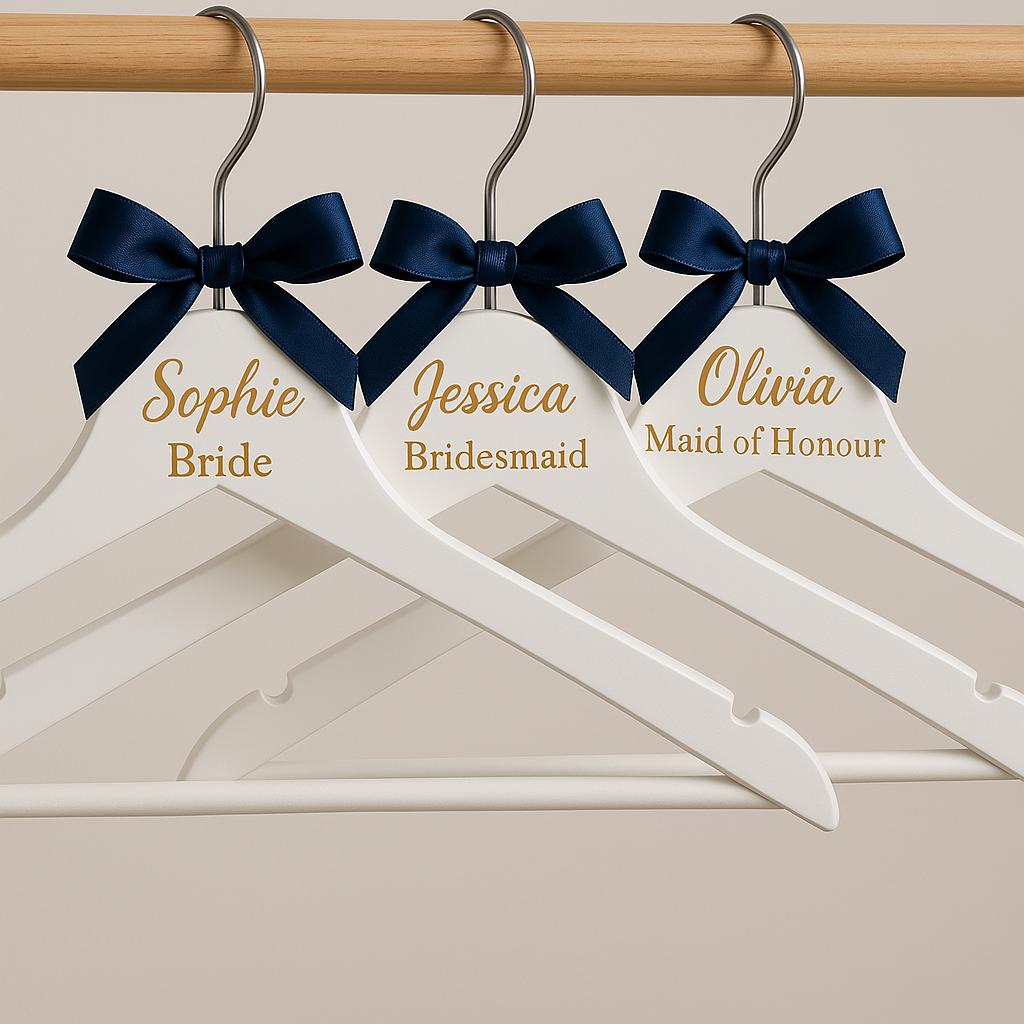Bespoke Wedding Hanger - Custom Bridal Hanger with Name, Date & Personalised Ribbon