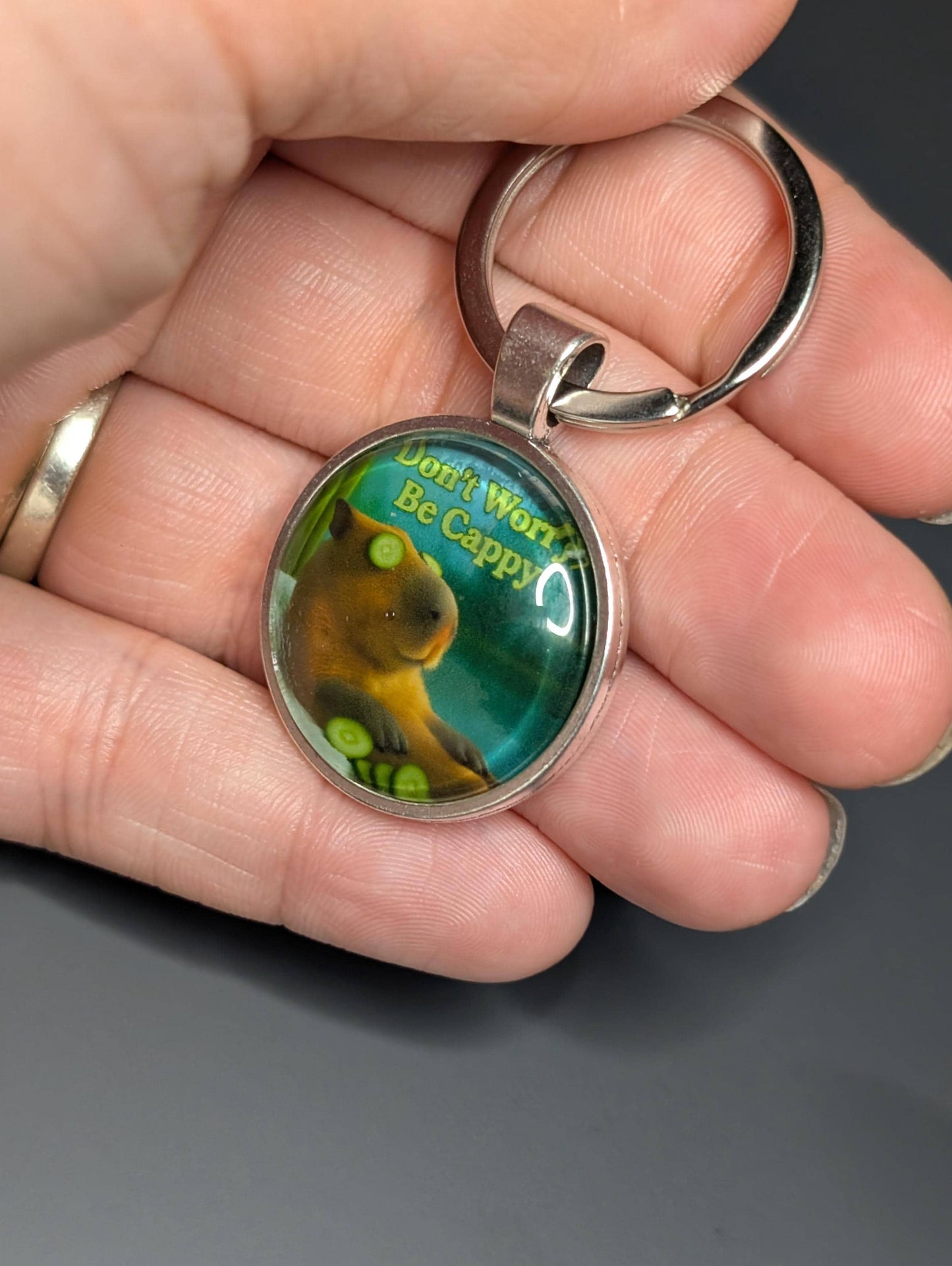 Customisable Photo Keyring Gift | Gold Silver or Brass Cabochon Keyring with Picture | Personalised Keepsake for Him Her Dad Mum Memory Gift