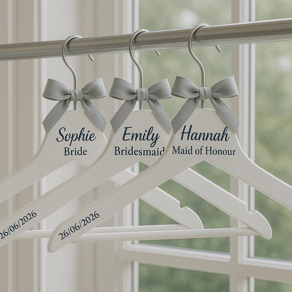 Bespoke Wedding Hanger - Custom Bridal Hanger with Name, Date & Personalised Ribbon