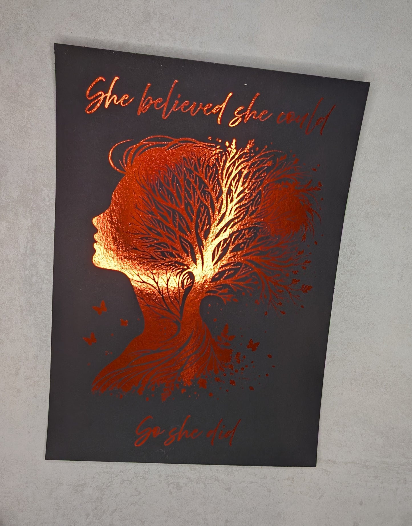 Foiled Quote Print – A4 Motivational Wall Art on Black Card | Gold Foil Inspirationa Decor for Home or Office
