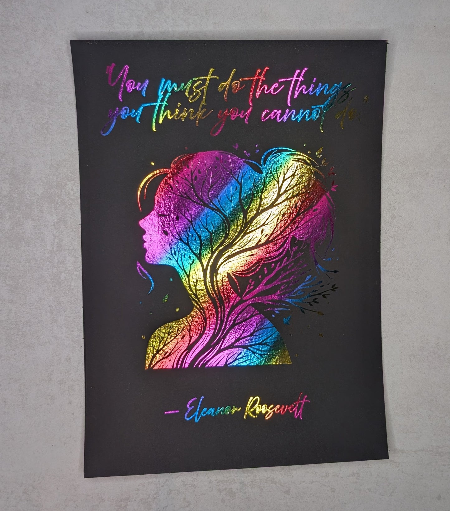 Foiled Quote Print – A4 Motivational Wall Art on Black Card | Gold Foil Inspirationa Decor for Home or Office