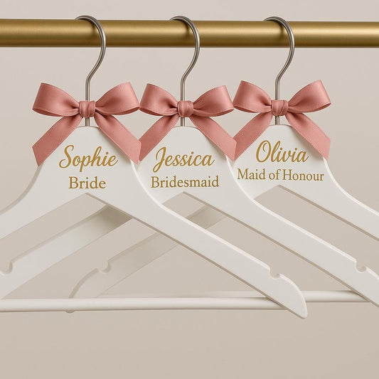 Bespoke Wedding Hanger - Custom Bridal Hanger with Name, Date & Personalised Ribbon