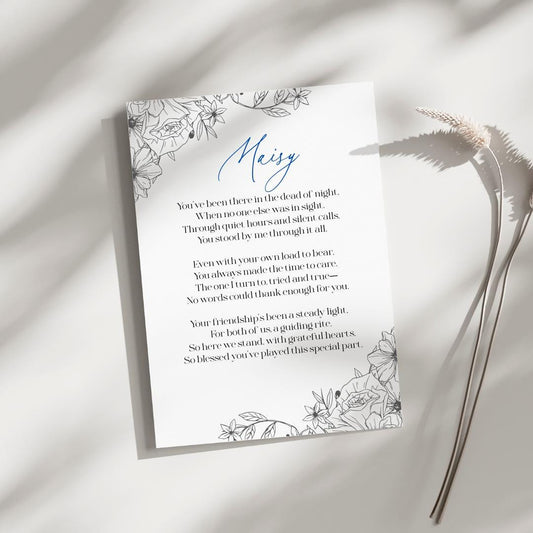 Individually Tailored Poem Place Cards – Custom Wedding Table Name Cards with Guest Names & Ribbon