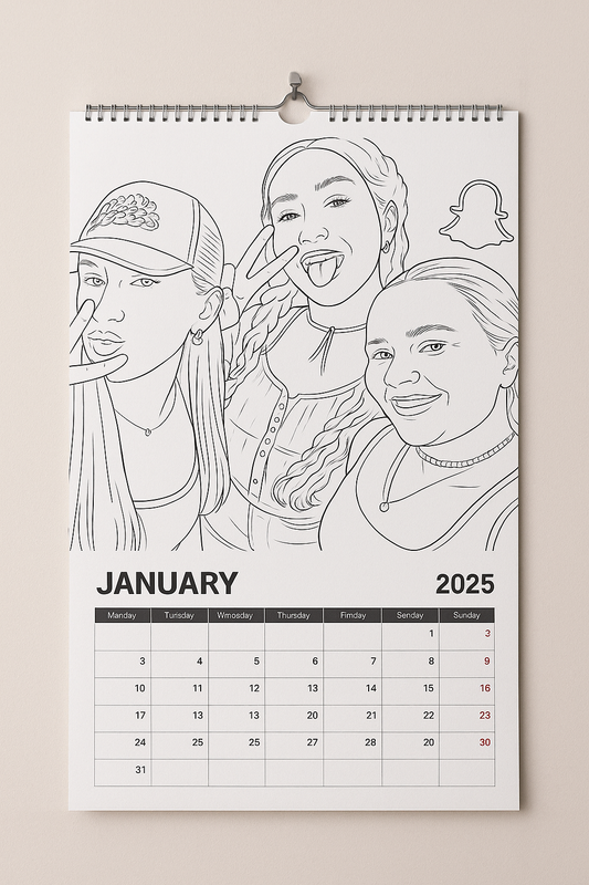 Custom Photo Colouring Wall Calendar – Personalised 2026 Planner