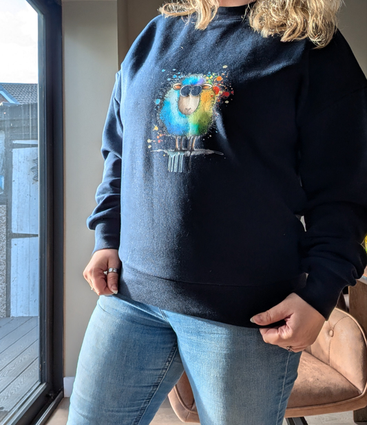 Rainbow Sheep Sweatshirt – Fun & Colourful Quirky Animal Print | Quirky Sheep Collection
