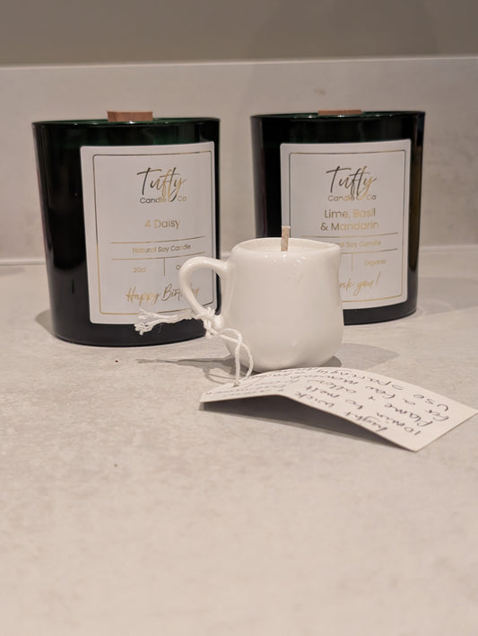 ORGANIC Luxury Mini Massage Candle in Ceramic Jug - Nourishing Body Treatment & Reusable Vessel
