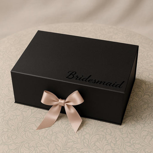 Luxury Curated Bridesmaid Gift Box – Wedding Day Emergency Kit with Mirror, Champagne Glass & Keyring