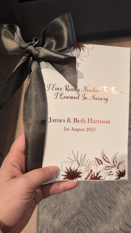 Personalised Wedding Reading Booklet – Custom Ceremony Keepsake with Satin Ribbon | A5 or A6 Printed Reading Script