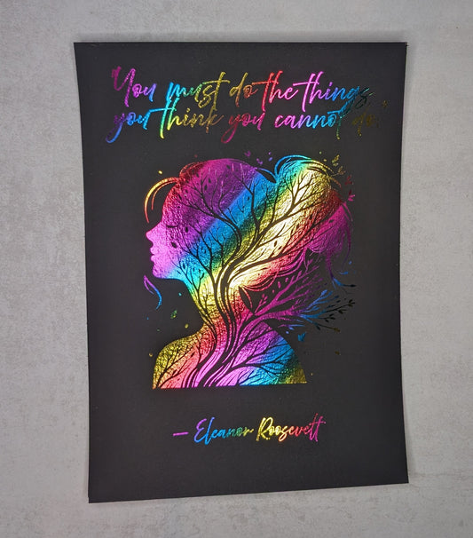Foiled Quote Print – A4 Motivational Wall Art on Black Card | Gold Foil Inspirationa Decor for Home or Office